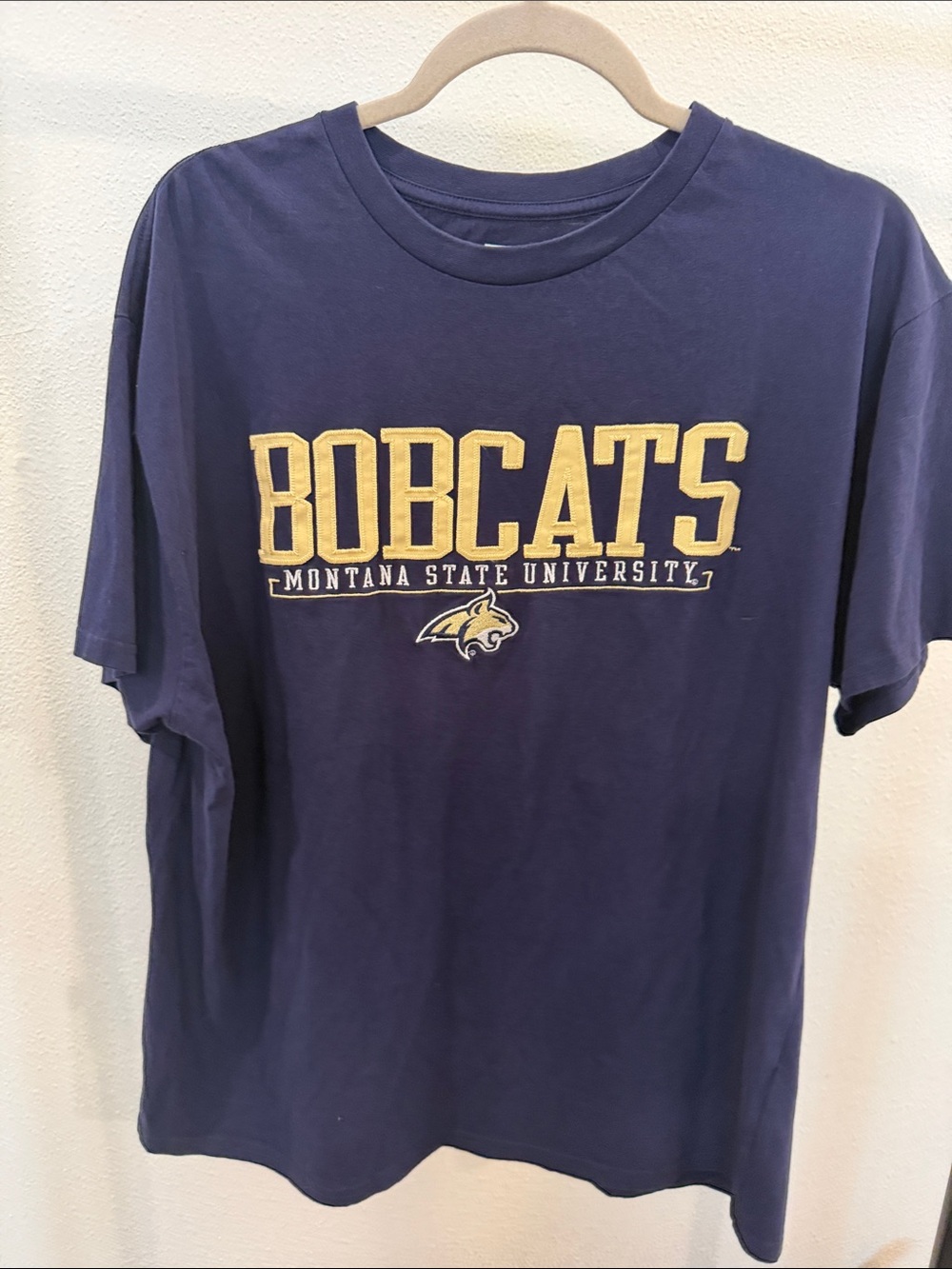 Knights Apparel Navy Tee with Gold 'Bobcats' Graphic
